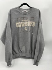 Jerzees Vintage Wyoming Cowboys Crewneck Sweatshirt Gray 2XL