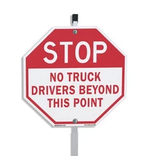 Stop No Truck Drivers Beyond This Octagon Sign With Stake Weather Resistant