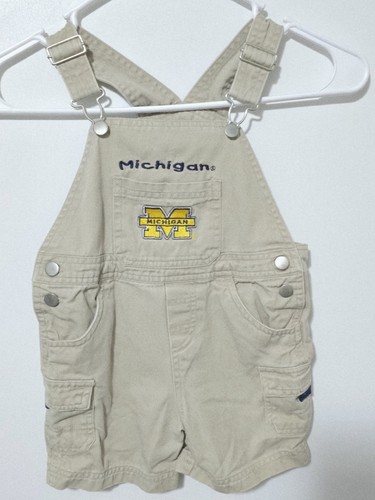 Vintage 1990s Embroidered University Of Michigan Overalls Youth Size 24 Months - Picture 3 of 10