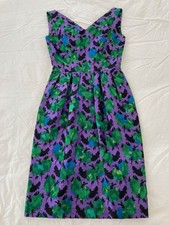 Super Flattering 50s 60s Purple Brocade Vintage Dress Tulip Skirt XS/S/0/2