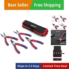 4-Piece Snap Ring Pliers Set - Heavy Duty 7-inch Internal/External Circlip Pl...