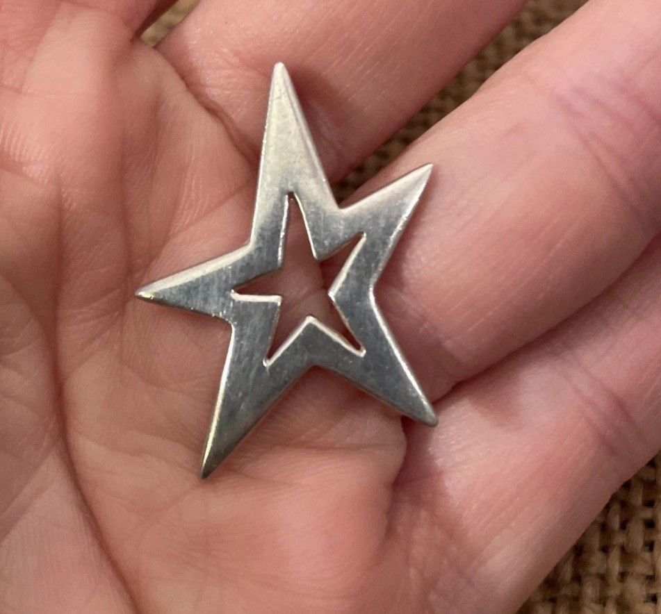 Thick Solid Sterling Silver Star Necklace Pendant… - image 2