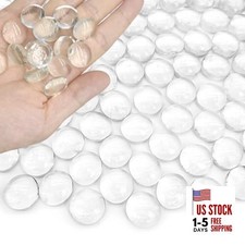 90 PCS Flat Marbles Glass Gems Pebbles for Vase 1 LB Clear