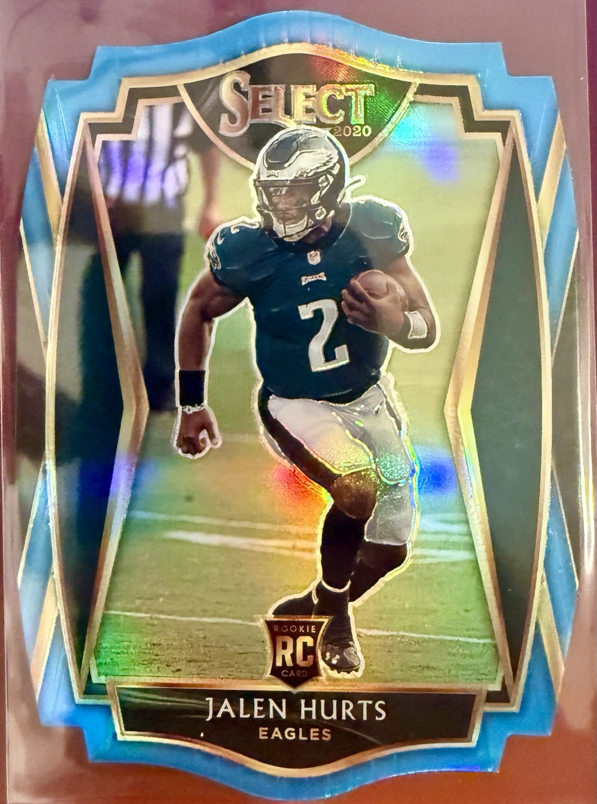2020 Panini Select - Premier Level Jalen Hurts #150 Light Blue Prizm Die-Cut, RC