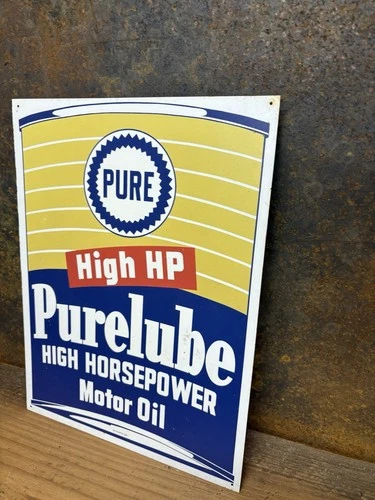 Vintage Pure Purelube Sign Service Station Parts Motor Gas Oil Can Rack Shell