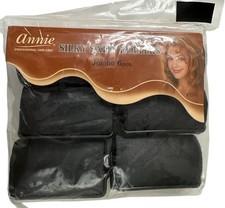 Annie Silky Satin Foam Rollers 1240 6 Count Black Jumbo 1-1/2 Inch Vintage NIP
