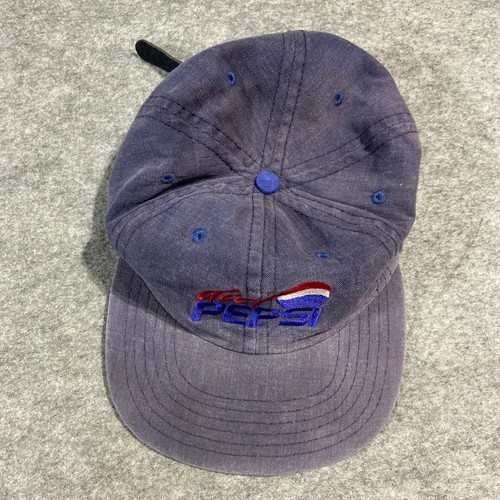 Vintage 90s Diet Pepsi Baseball Cap Navy Leather Strap Made in USA Embroidered - Picture 3 of 8
