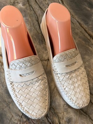 Womens Robert Zur Petra White Leather Driving Moccasin Shoes Loafers Size 11 M