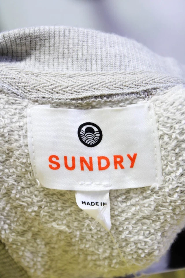 Sudadera corta Sundry para mujer de rizo de algodón manga corta cuello redondo gris talla 0 Foto 4 de 4