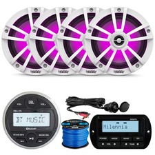 JBL PRV175 Receiver, Remote, 4x 6.5" 225W LED Speakers, Wire, USB/AUX Mount