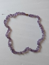 Vintage Amethyst Chip Necklace Metal Barrel Clasp Costume Jewellery