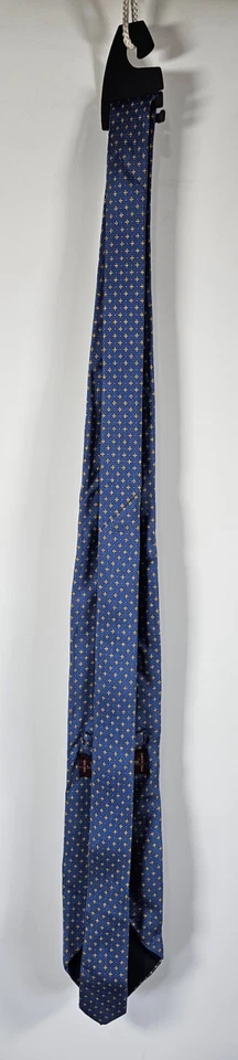 Corbata de seda Angelo Bosani azul amarillo flor geométrica hecha en Italia Foto 4 de 4