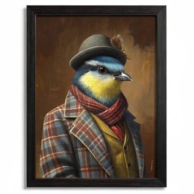 Blaumeise im Anzug Poster Kunst Vintage Tier Wandbild Vogel Kunstwerk Vogel Druck (2