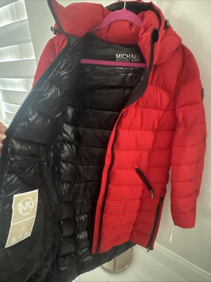 Michael Kors женщин с капюшоном пуховик куртка малиновый Médium новый с Ярлыками - Изображение 2 из 3