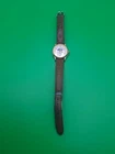Vtg Timex Moon Phase Watch Women  Gold Tone Date Leather Band Untested As Is