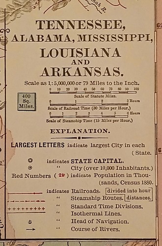 Antique Colorful Dated 1885 Map Of The Southern States Of AK, TN, LO, MS... - Picture 2 of 10