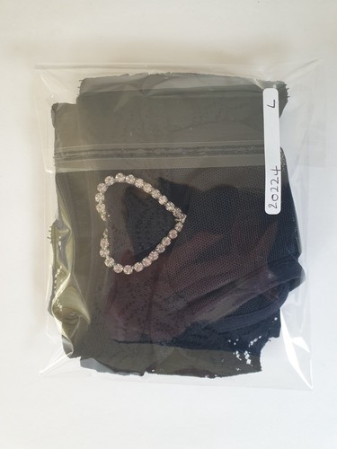 Shirley of Hollywood Size 14 Black Diamante Heart Thong Lacy Hearts Knickers - Picture 3 of 12