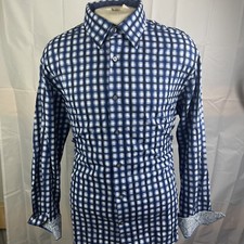 Tasso Elba Mens Long Sleeve Button Front Shirt Size XL Checkered Plaid