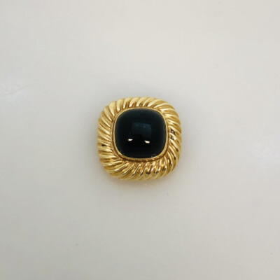 Vintage 14k Yellow Gold Ladies Onyx Omega Slide Charm Pendant .75''