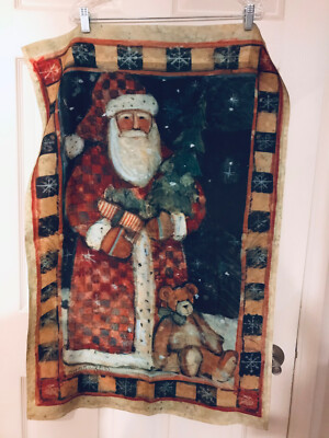 Vintage Susan Winget Batik wall hanging? Christmas Santa, soft fabric ...