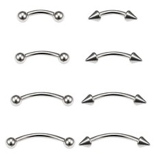 Eyebrow Piercing Jewelry Surgical Steel Vertical Labret Lip Jewelry Curved Ba...