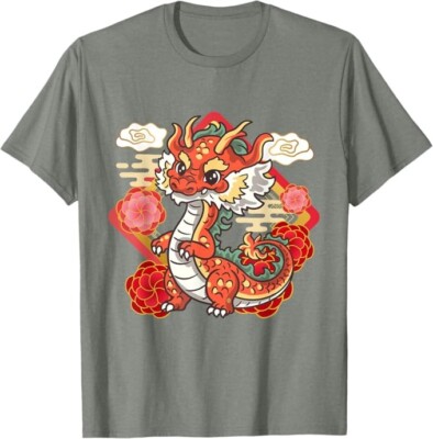 Cute Red Chinese New Year of the Dragon 2024 Lunar Zodiac T-Shirt