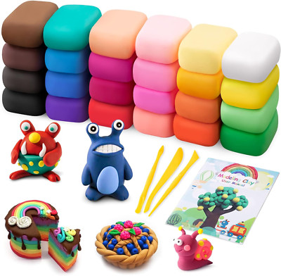 Magic Foam Air Dry Clay, 24 Colors Modeling Clay Kit with 3 Sculpting Tools
