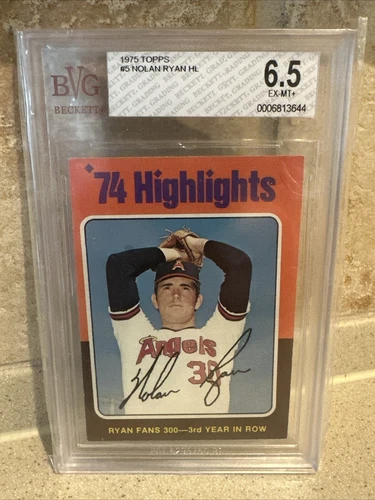 1975 Topps Mini # 5 Nolan Ryan 74 Highlights SGC 6.5