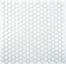 Mosaik Fliese Keramik Knopf weiß glänzend Küche WC 10-0102 | 10 Mosaikplatten