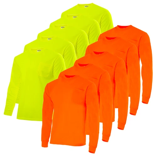 5 pack Safety Long sleeve Shirt with external Convenience Pocket - product listing photo