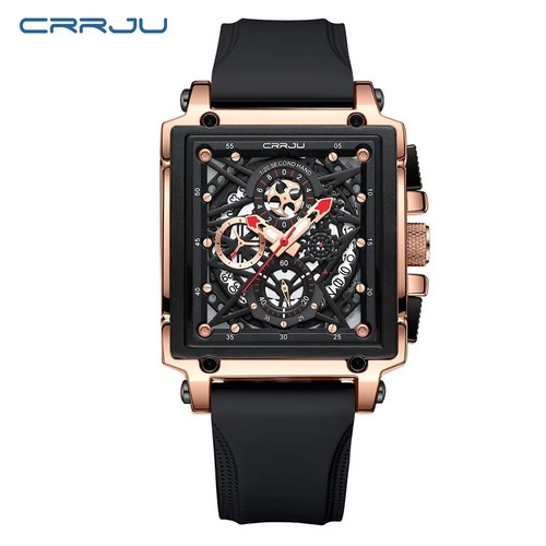 CRRJU Fashion Sports Watches with Large Dial Unique RectangularHollow Design - Picture 7 of 16