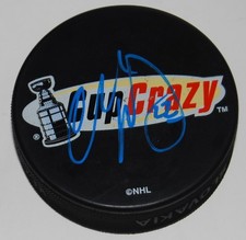 CHARLIE HUDDY signed (EDMONTON OILERS) CUP CRAZY souvenir logo hockey puck W/COA