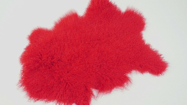 Piel de cordero tibetano color real rojo 90 cm piel de cordero rizada cordero mongol rizado