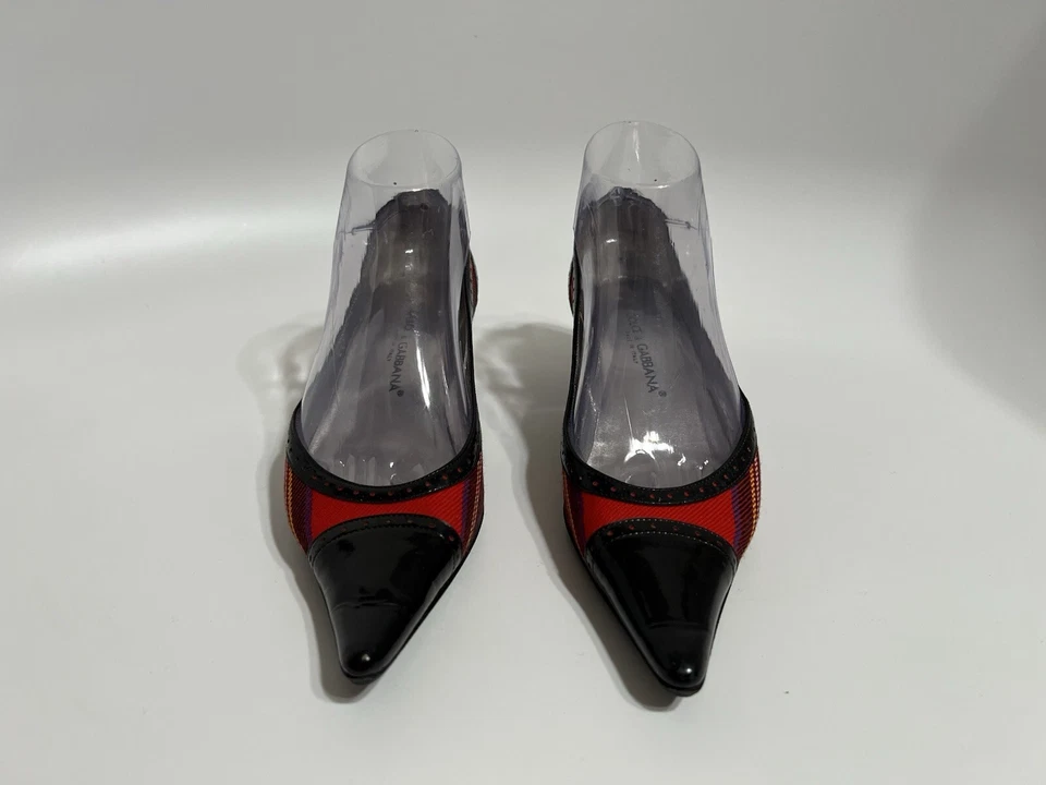 Tacones de gatito a cuadros rojos de colección Dolce & Gabbana C.AW1999 36 Foto 2 de 4