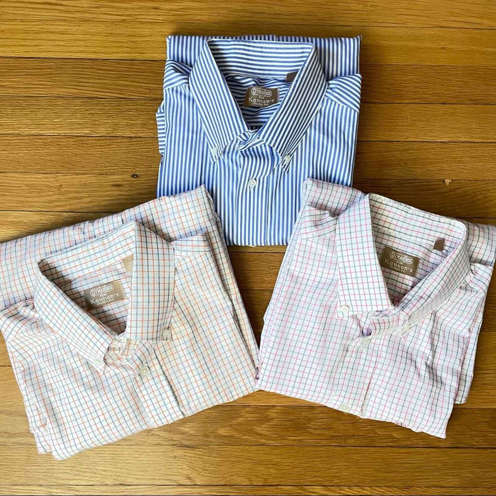 Gitman Bros Lot of 3 Dress Shirts OCBD Button Down Tattersall Stripe XL
