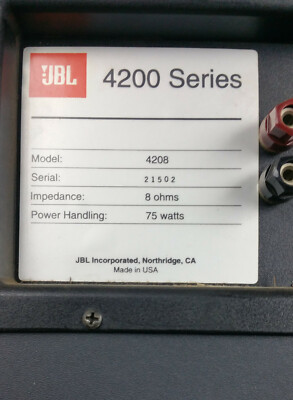 JBL 4208 Professional Studio Reference Monitors 8 Ohms 75 Watt