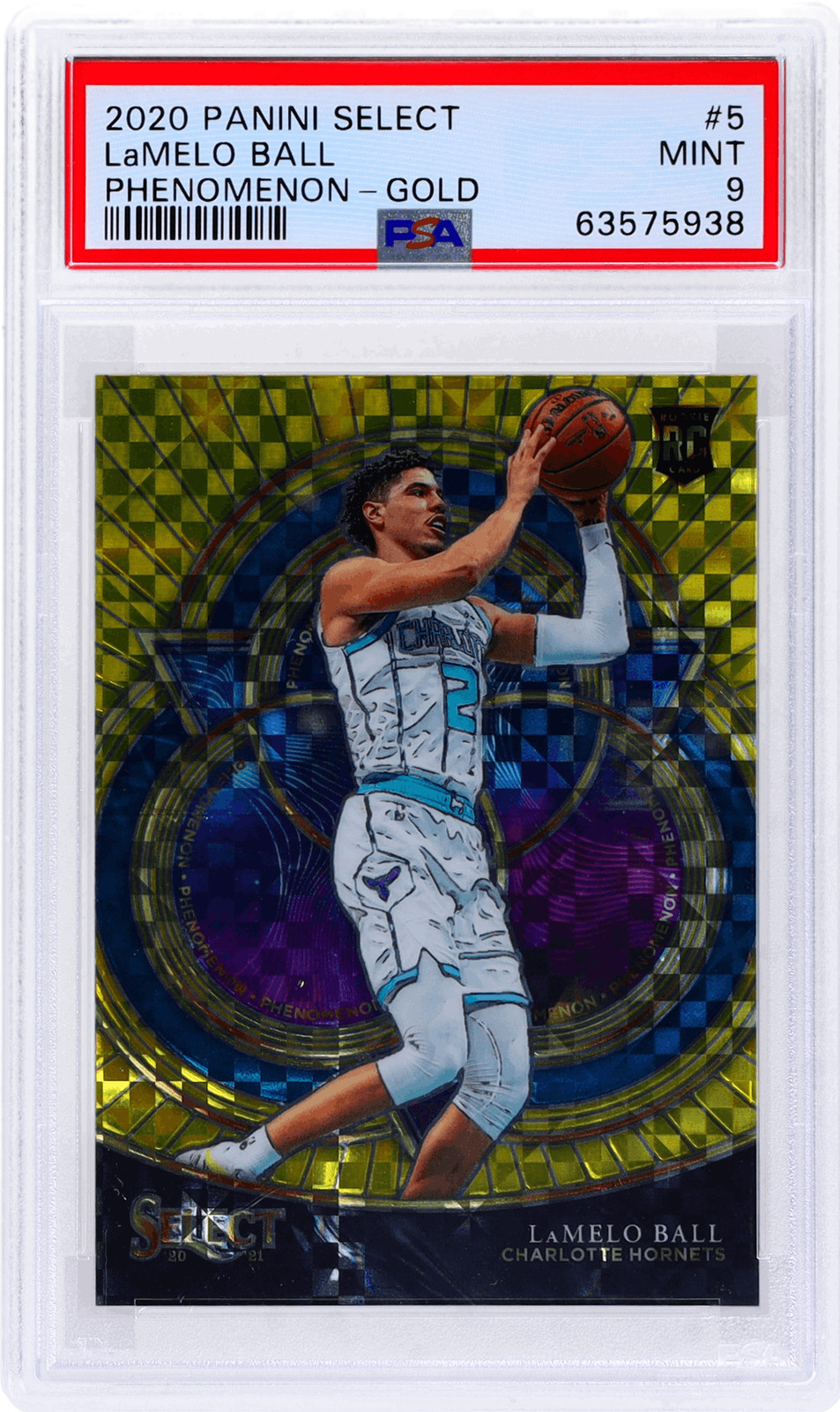 2020 Panini Select Lamelo Ball Phenomenon Gold Prizm #5 /10 PSA 9 Rookie RC