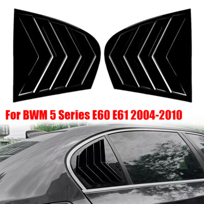 Gloss Black Rear Window Louver Shutter Cover For 2004-2010 BMW 5 Series E60 E61 