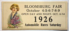 Fair 1926 Bloomsburg Pennsylvania Promotional Advertisement Automobile Races