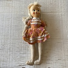 Antique Vintage Dutch Girl Doll 17" Blonde Braids Blue Eyes Celluloid Face