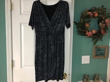 Women's Fresh Produce Faux Wrap RAYON BLEND Black  Gray Dress Medium 21842