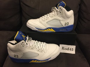 jordan retro 5 white blue yellow