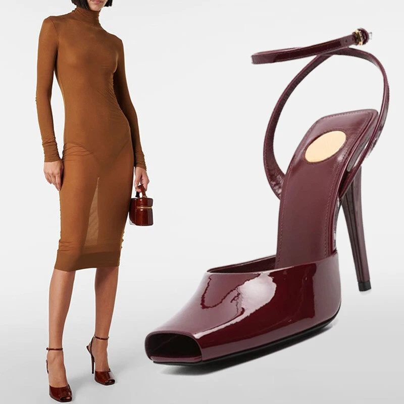 Nuevo Hebilla Stiletto Tacones Altos Moda Cuero Sandalias Correa Para Mujer Zapatos de salón Foto 3 de 4