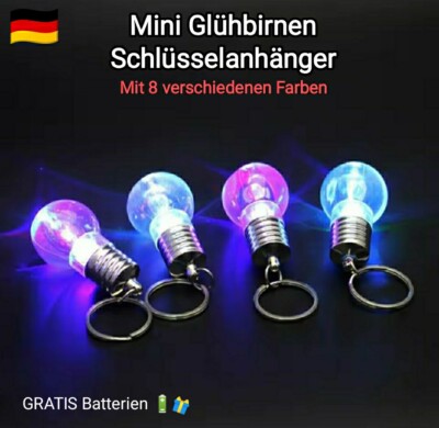 LED Schlüsselanhänger Mini Glühbirne Acryl Schlüsselanhänger mit 8 Farben Modis 