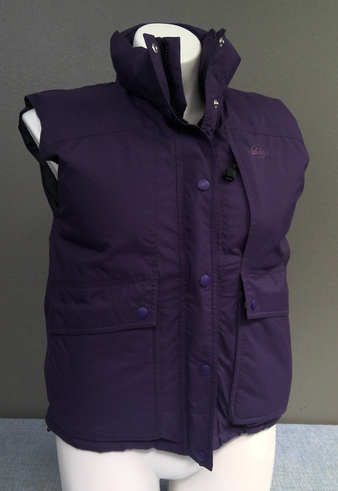 REI Goose Down Purple Puffer Quilt Lined Vest Full Zi… Gem