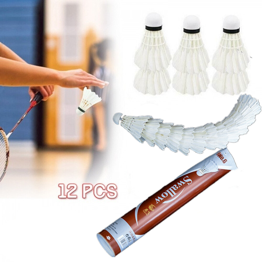 12Pcs Training Goose Feather Shuttlecocks Birdies Badminton Balls Outdoor  Sports