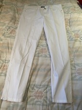Massimo Dutto Slim Cropped White Zip Ankle Stretch Jeans, New W/O Tags, Size 42