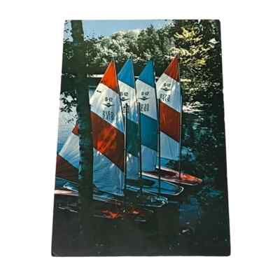 Postcard Part of the Sailboat Fleet Camp Norwesco New Auburn Wisconsin A210
