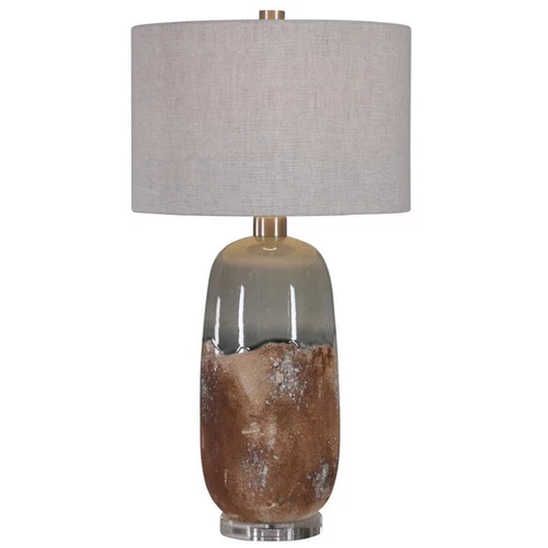 Uttermost Maggie Ceramic Iron and Fabric Table Lamp in Terracotta Rust Brown - Picture 1 of 10