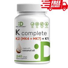 Super K with Advanced K2 Complex MK-7 , 240 Softgels, Vitamin MK4 / MK7 / K1